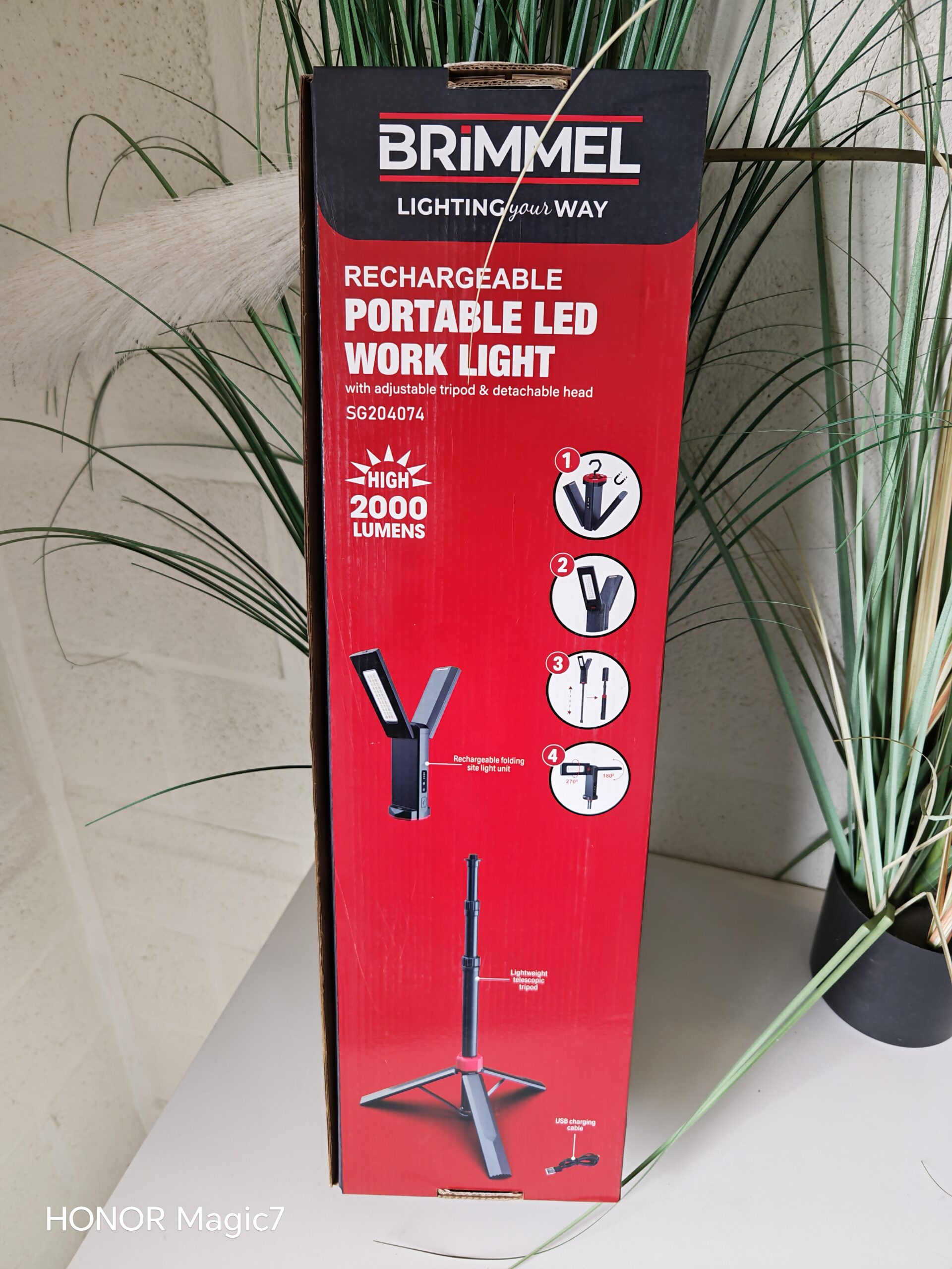Led Bouwlamp op statief BRIMMEL - Oplaadbare Werklamp - Waterdicht - 700-2000LM - Verstelbaar - Kantelbaar - Afbeelding 4